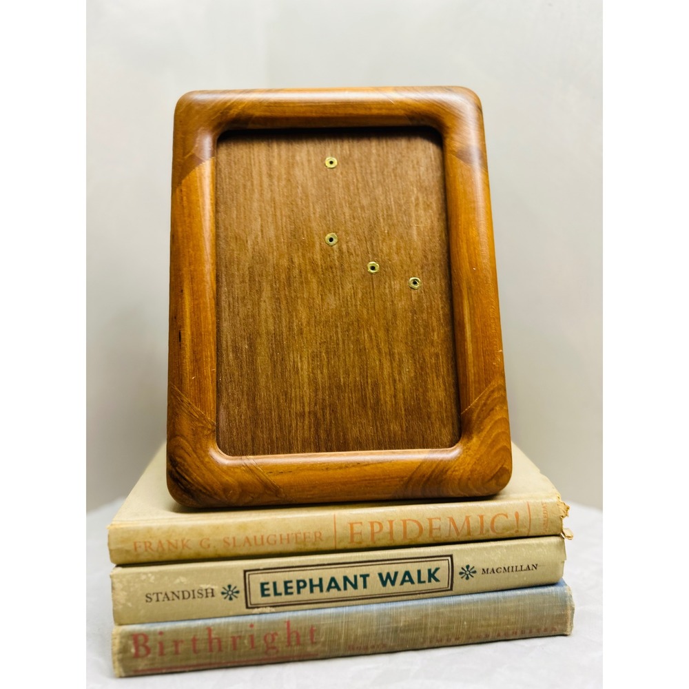 Vintage Solid Teak Wood Picture Frame Mid Century Modern Rounded Corner 5x7